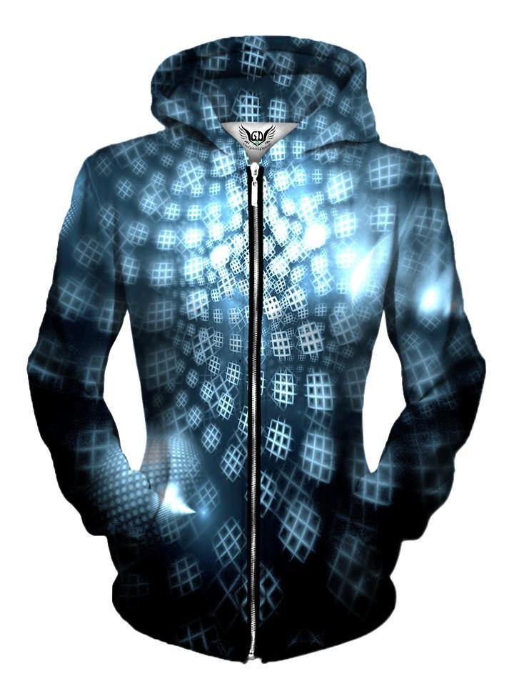 Trippy Honeycombs Zip Up Hoodie Womens Front