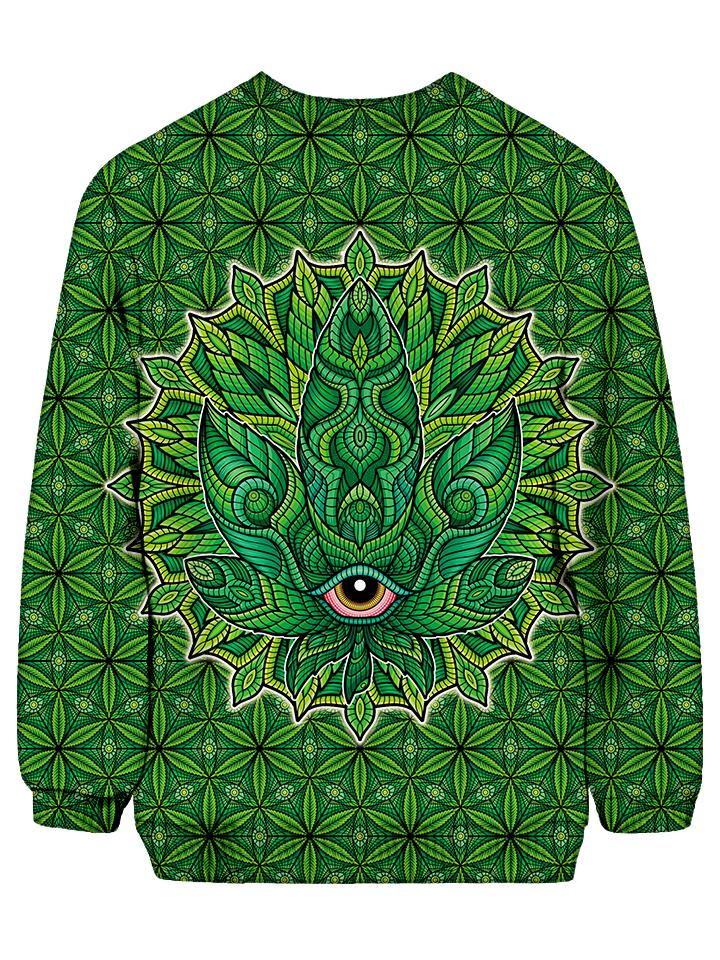 Trippy Green Leaf Crew Neck Sweater Back View