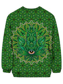 Trippy Green Leaf Crew Neck Sweater Back View