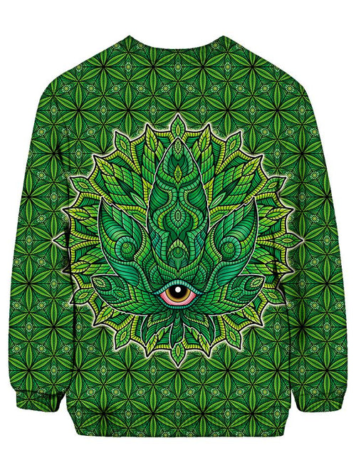 Trippy Green Leaf Crew Neck Sweater Back View