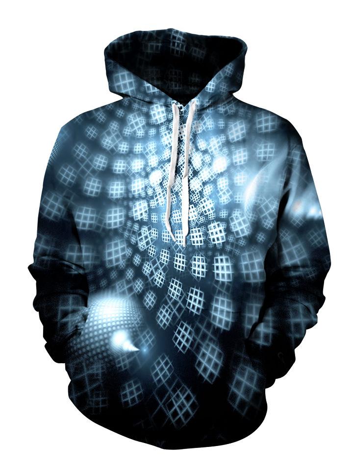 Black and Blue Honeycombs Pullover Hoodie Front View