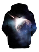 Meteor impact space pullover hoodie back view