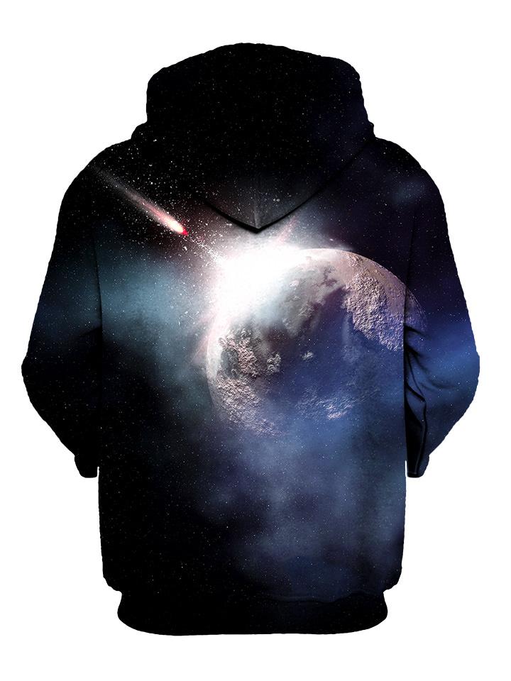 Meteor impact space pullover hoodie back view