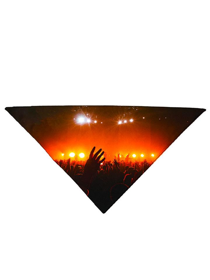 Bright red concert lights with crowd silhouette bandana folded