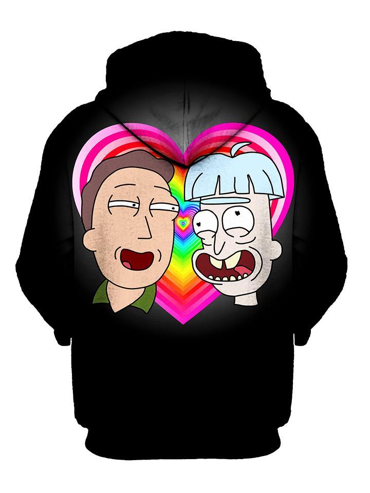 Colorful Jerry And Doofus Rick Pullover Hoodie Back View