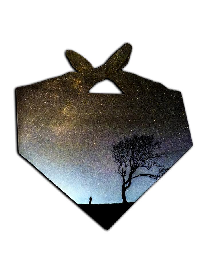 Silhouette of man and tree in space all over print bandana