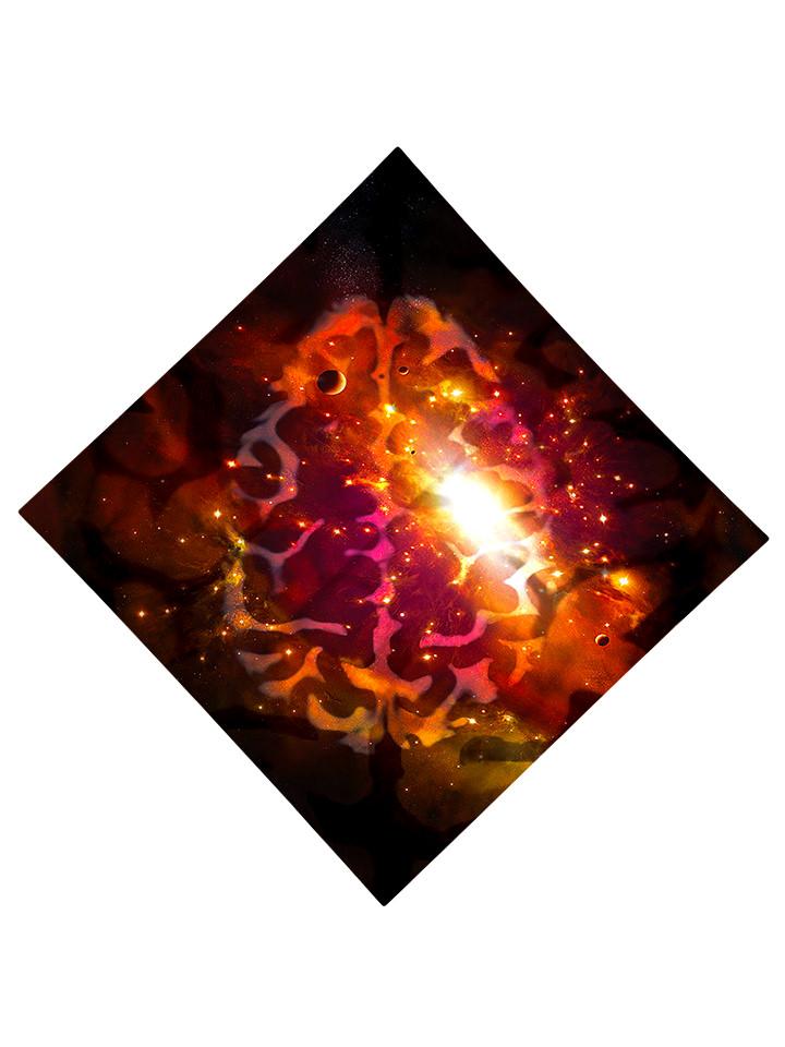 Bright red brain print on bandana flat view