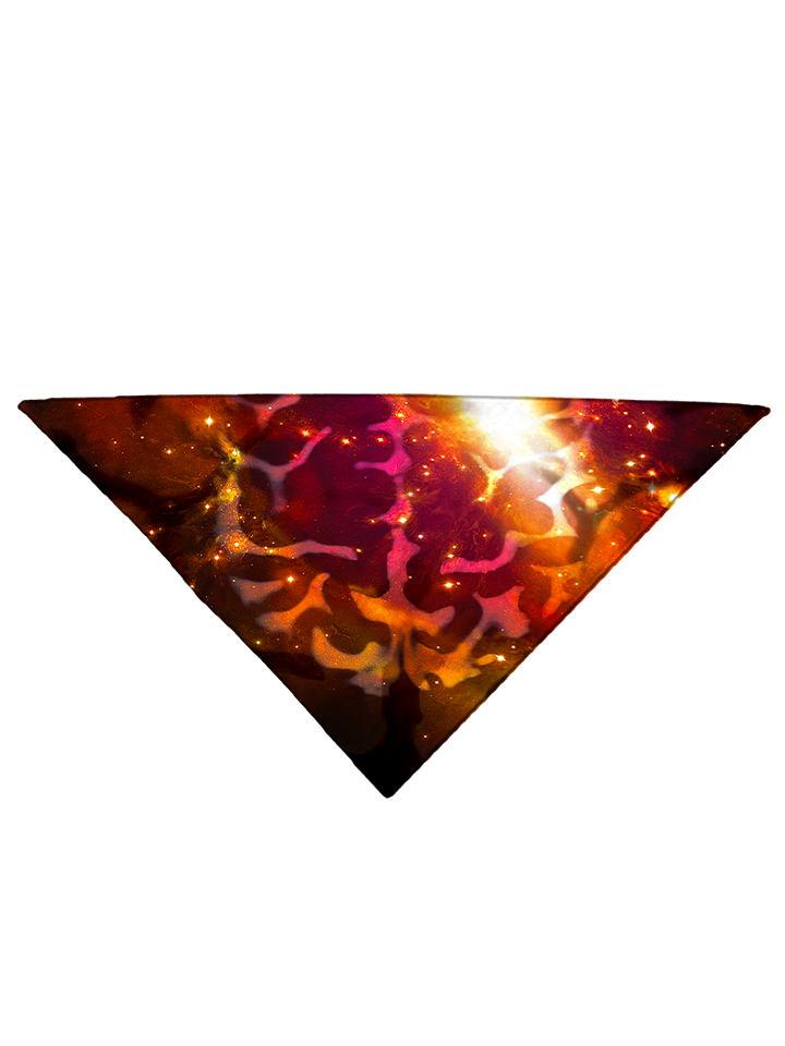 Bright red brain print on bandana folded