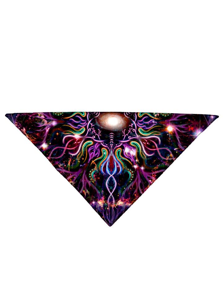 Psychedelic multi colored all over print bandana folded