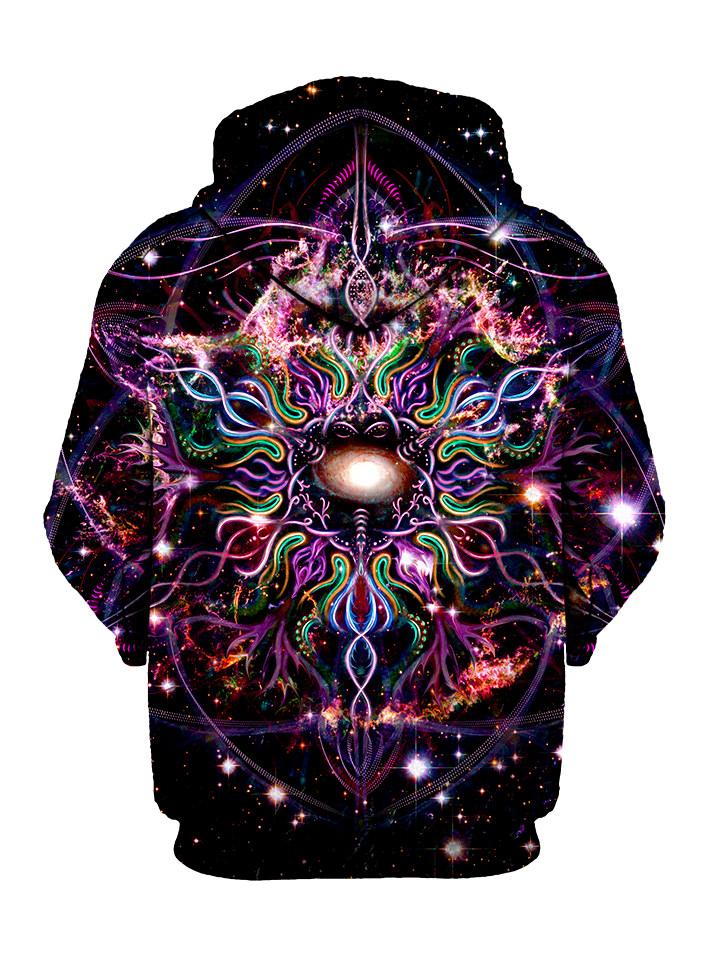 Trippy Hippie Black And Colors Pullover Hoodie Back View