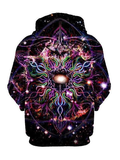 Trippy Hippie Black And Colors Pullover Hoodie Back View