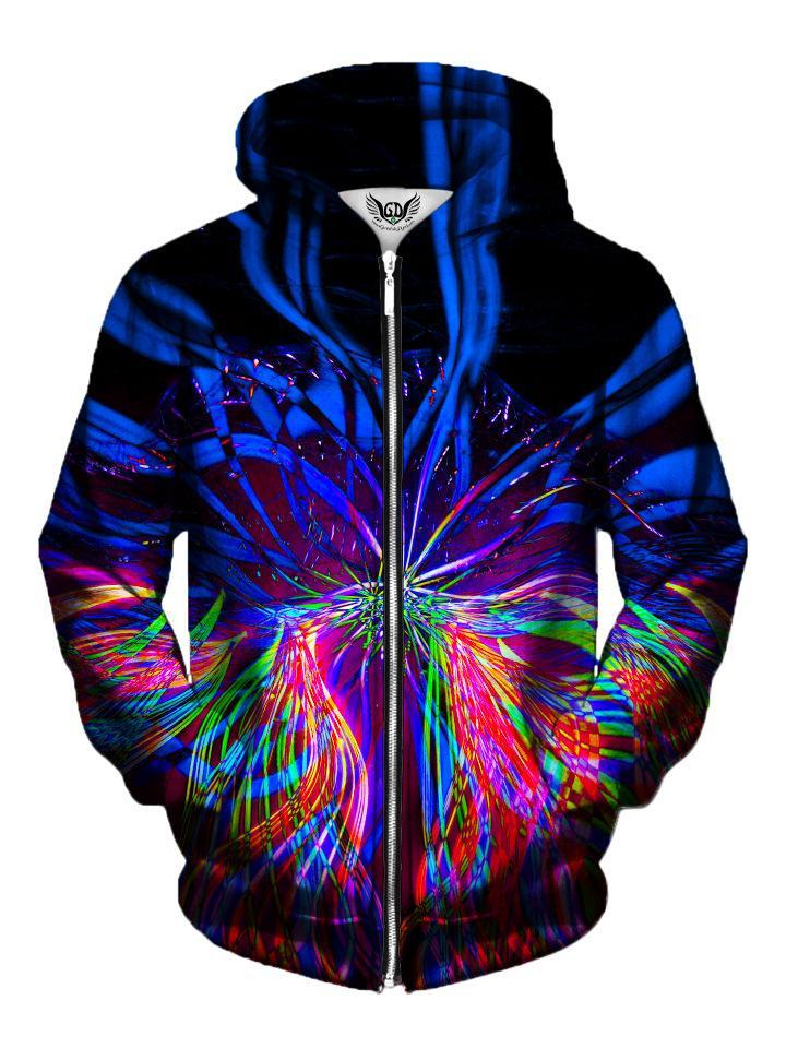 Trippy Multi Colored Stripes Zip Up Hoodie Front