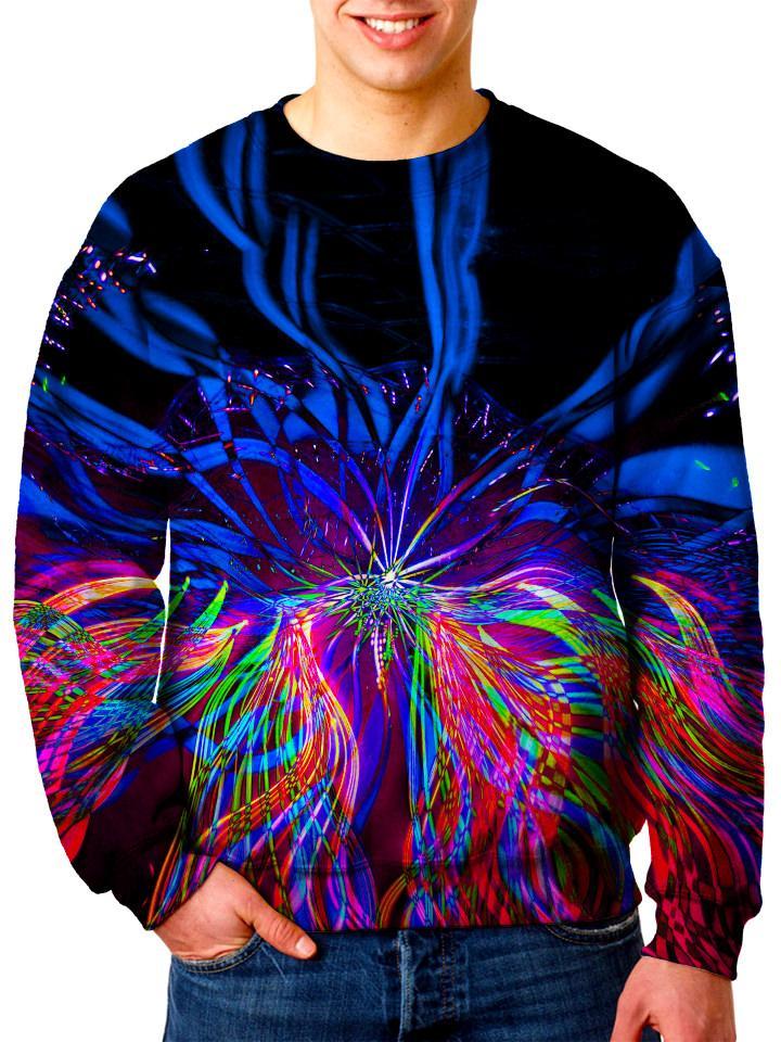 Model  In Trippy Colorful Neon Sweater