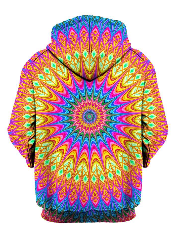 Colorful Psychedelic Mandala Pullover Hoodie Back View