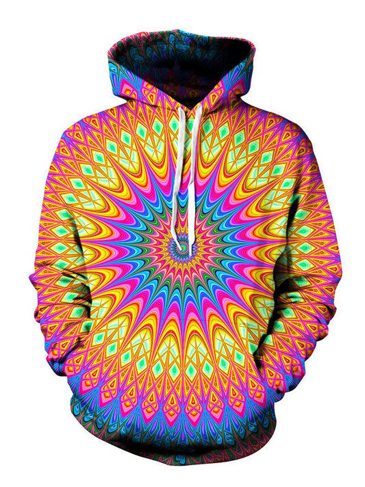 Colorful Psychedelic Mandala Pullover Hoodie Front View