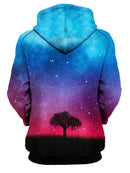Tree Silhouette In Space Pullover Hoodie Womens Back View