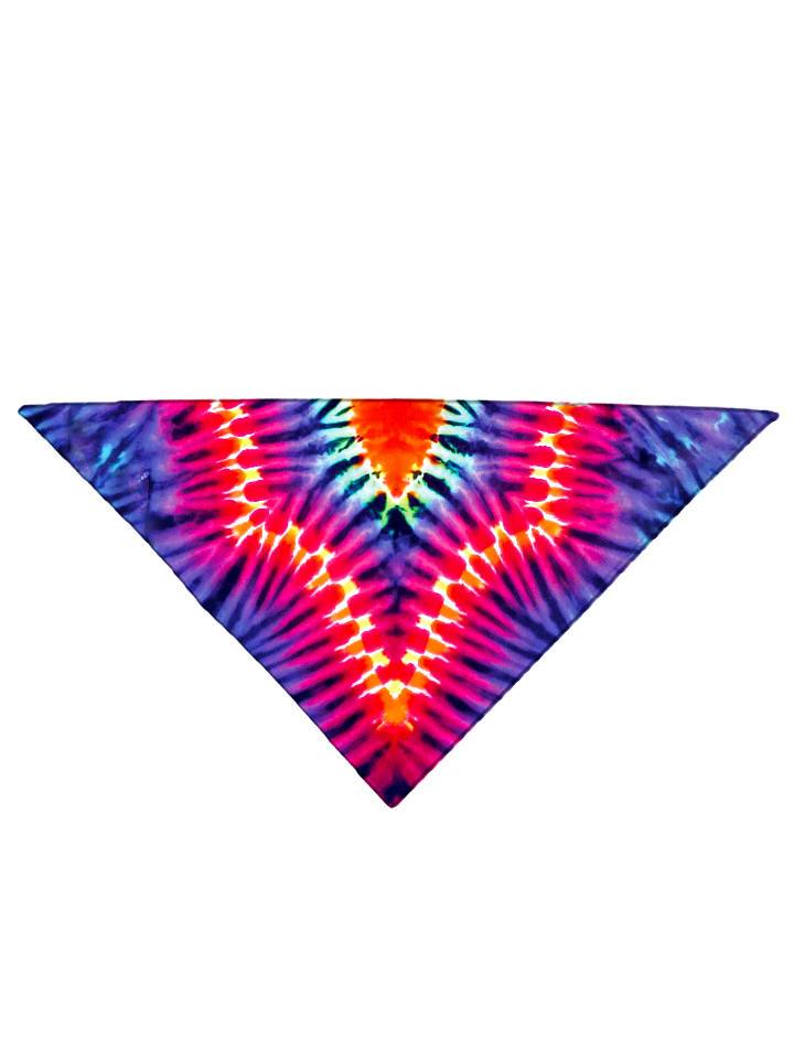 Psychedelic neon colors all over print bandana folded