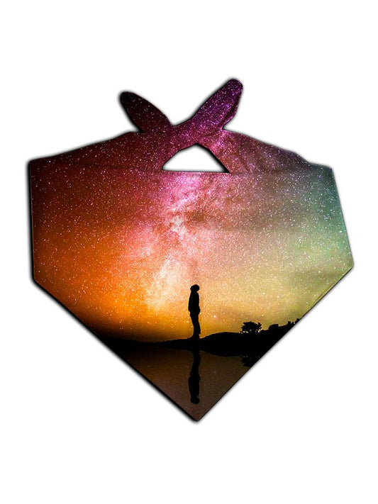 Boy silhouette looking up into bright space all over print bandana