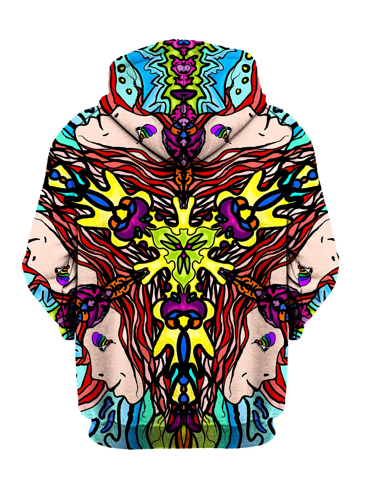 Trippy Hippie Print Pullover Hoodie Back View