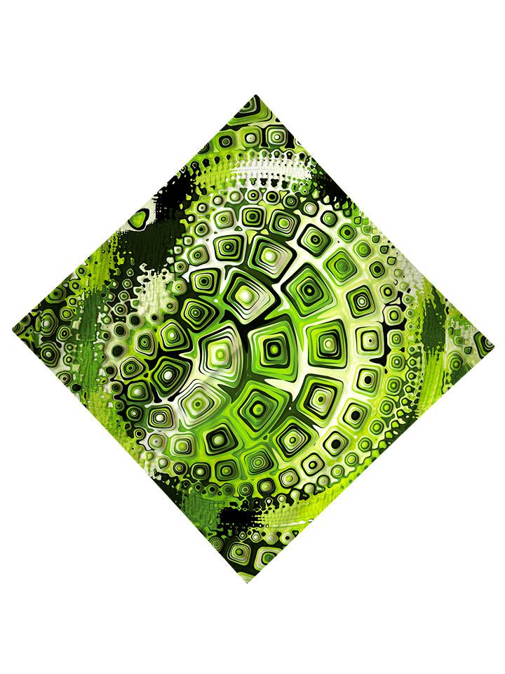 Green and black geometric shapes all over print bandana flat view
