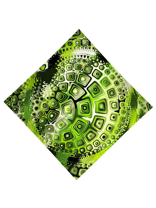 Green and black geometric shapes all over print bandana flat view