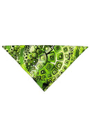 Green and black geometric shapes all over print bandana folded