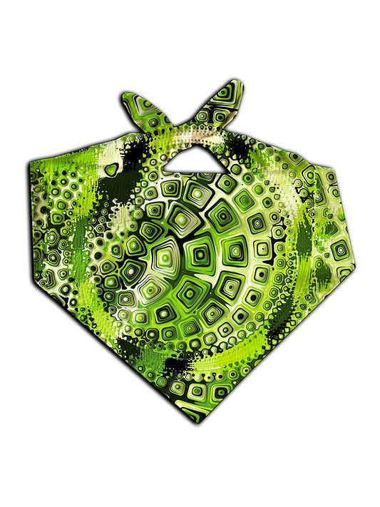 Green and black geometric shapes all over print bandana