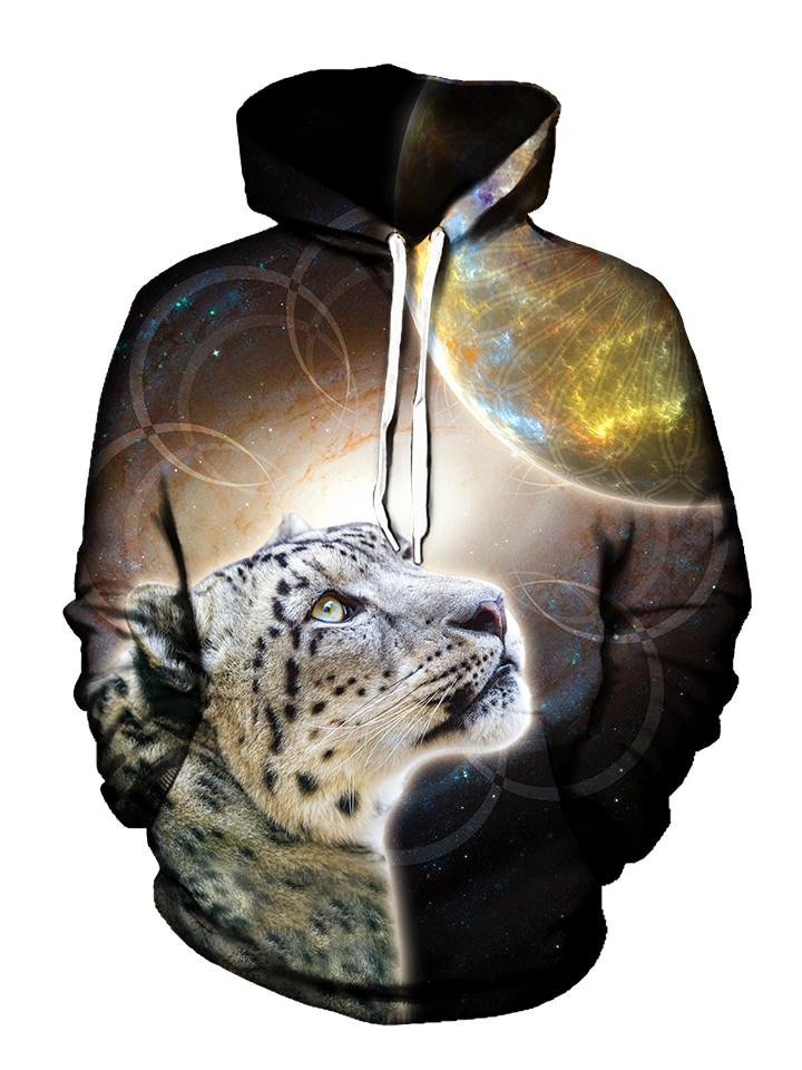 Yellow Space Leopard Pullover Hoodie Front View