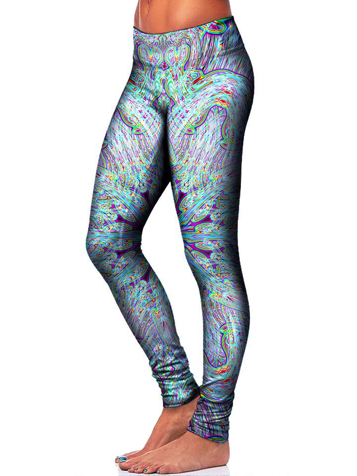 Trippy Blue Leggings Side View