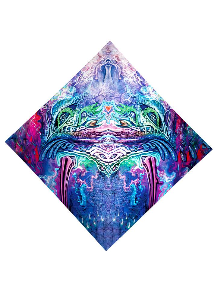 Psychedelic multi colored all over print bandana flat view