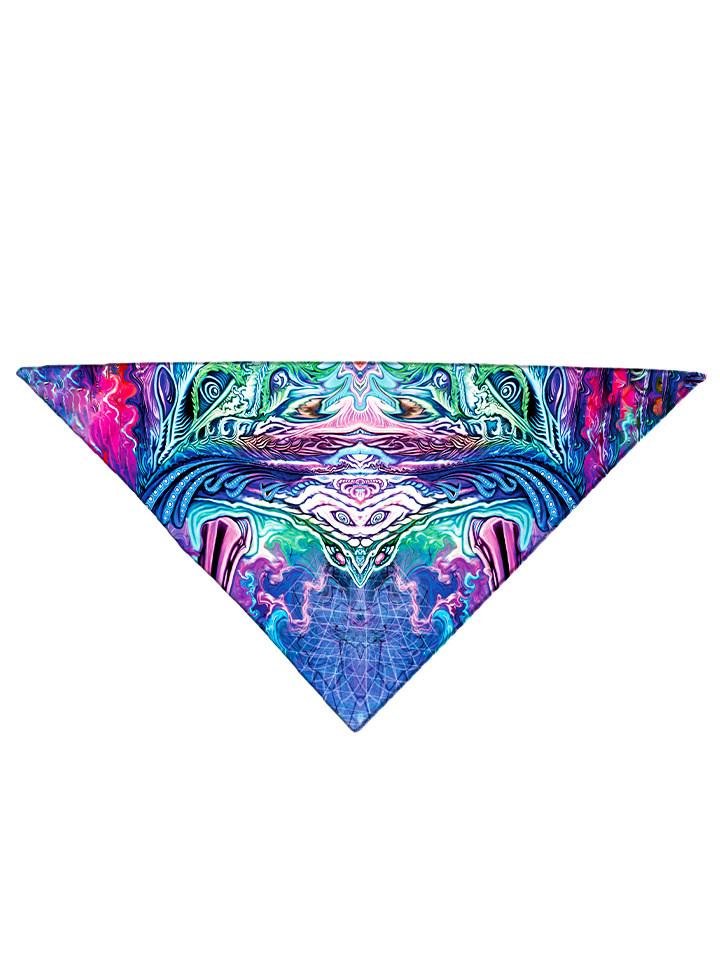 Psychedelic multi colored all over print bandana folded