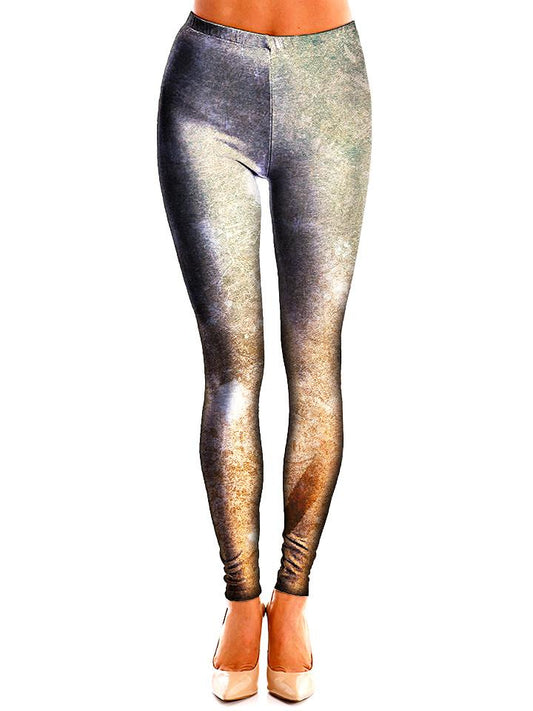 Silver Textured Leggings Front View