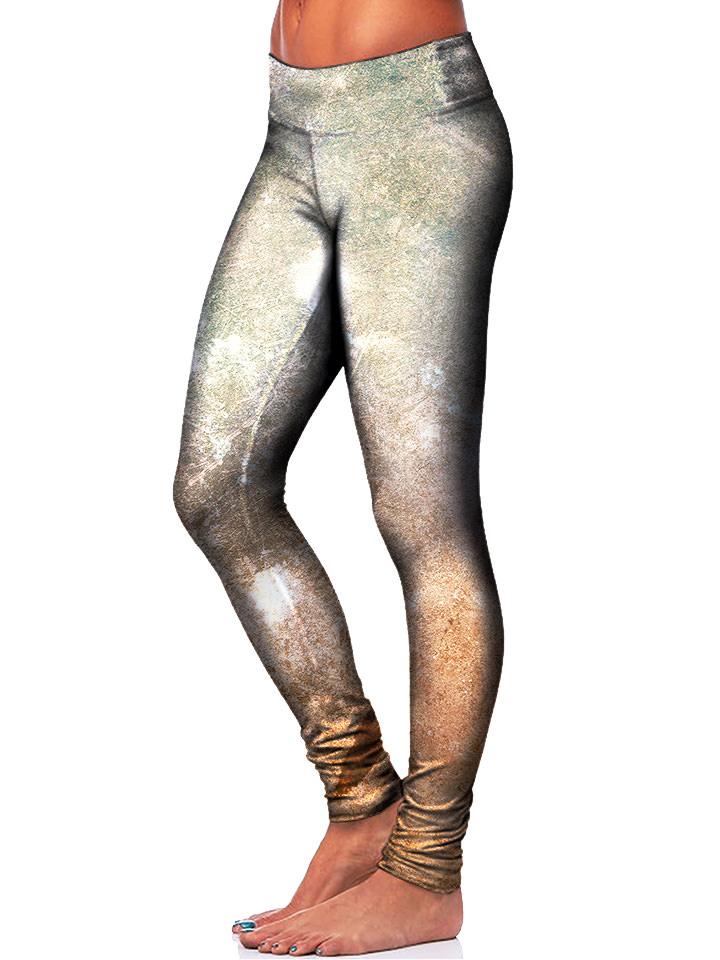 Silver Textured Leggings Side View
