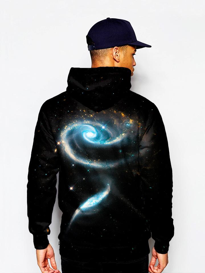 Model In Trippy Galaxy Swirl Pullover Hoodie Back View