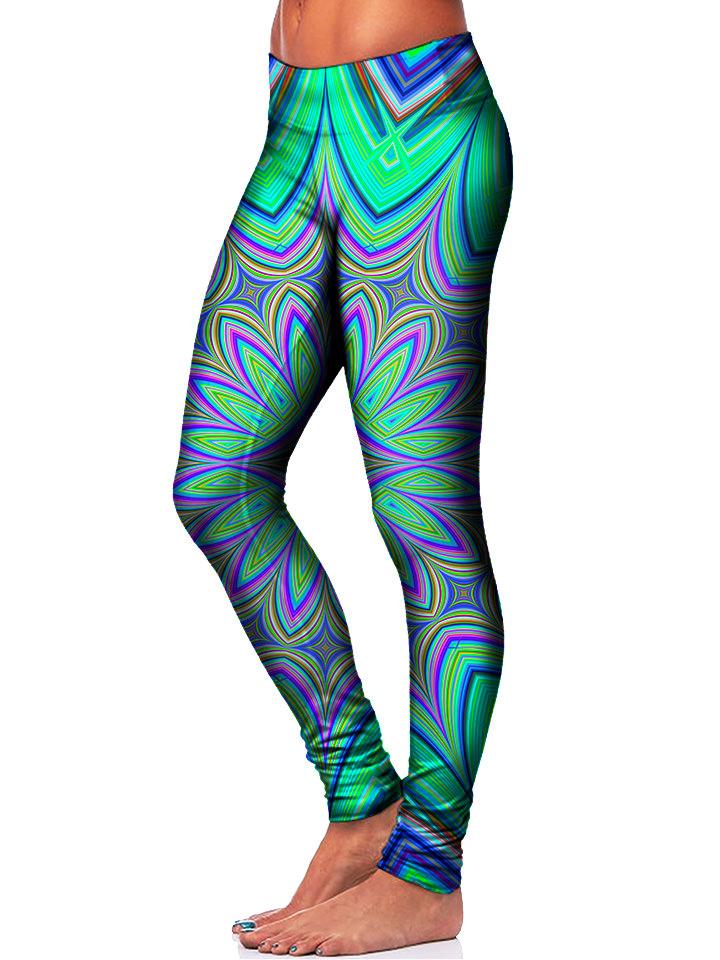 Trippy Teal Leggings Side View