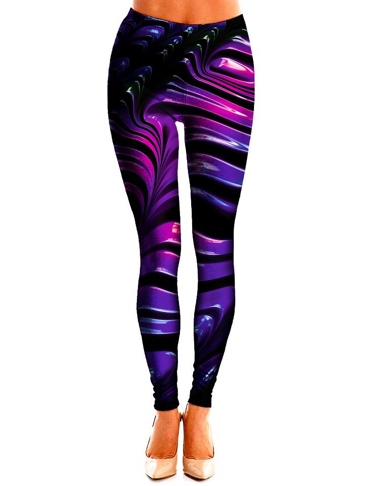 Black and Purple Leggings Front View