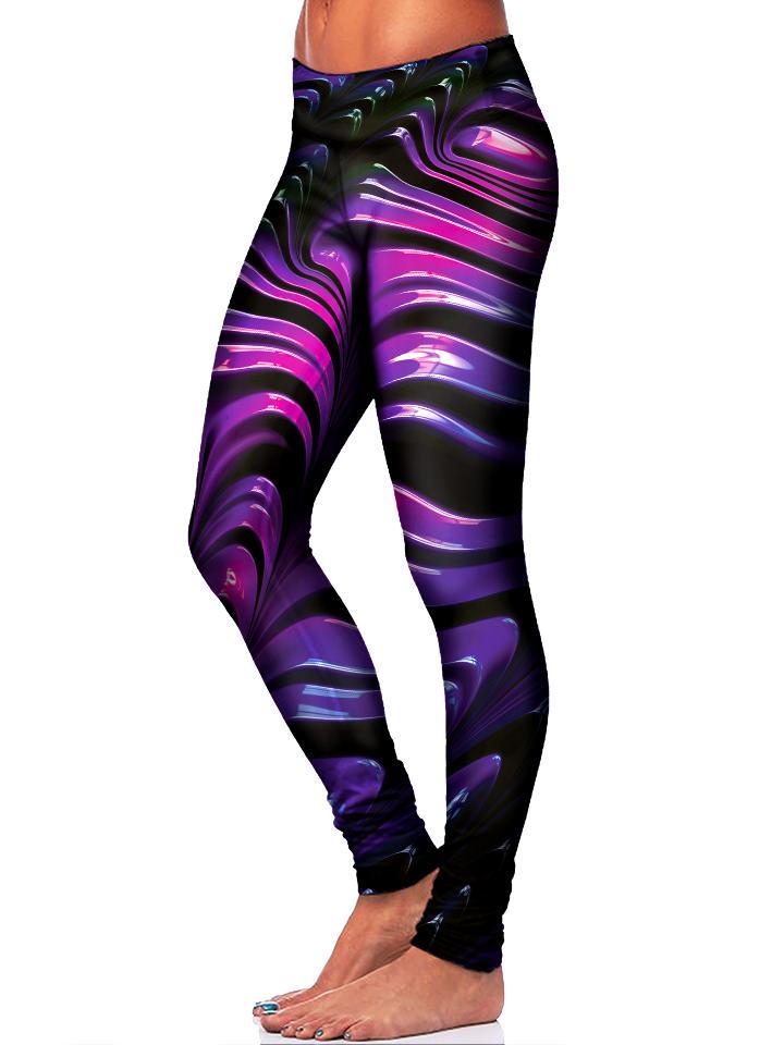 Black and Purple Leggings Side View 