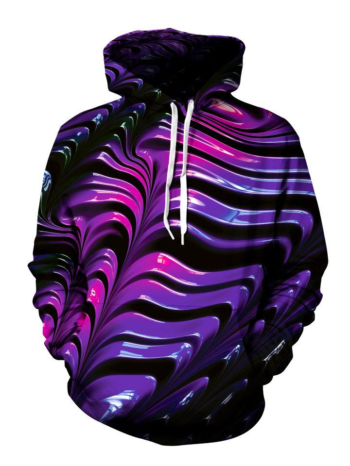 Psychedelic Pink And Purple Pullover Hoodie Front View