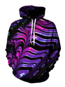 Psychedelic Pink And Purple Pullover Hoodie Front View