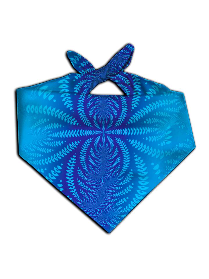 All over print blue sound wave mandala bandana by GratefullyDyed Apparel tied neck scarf view.
