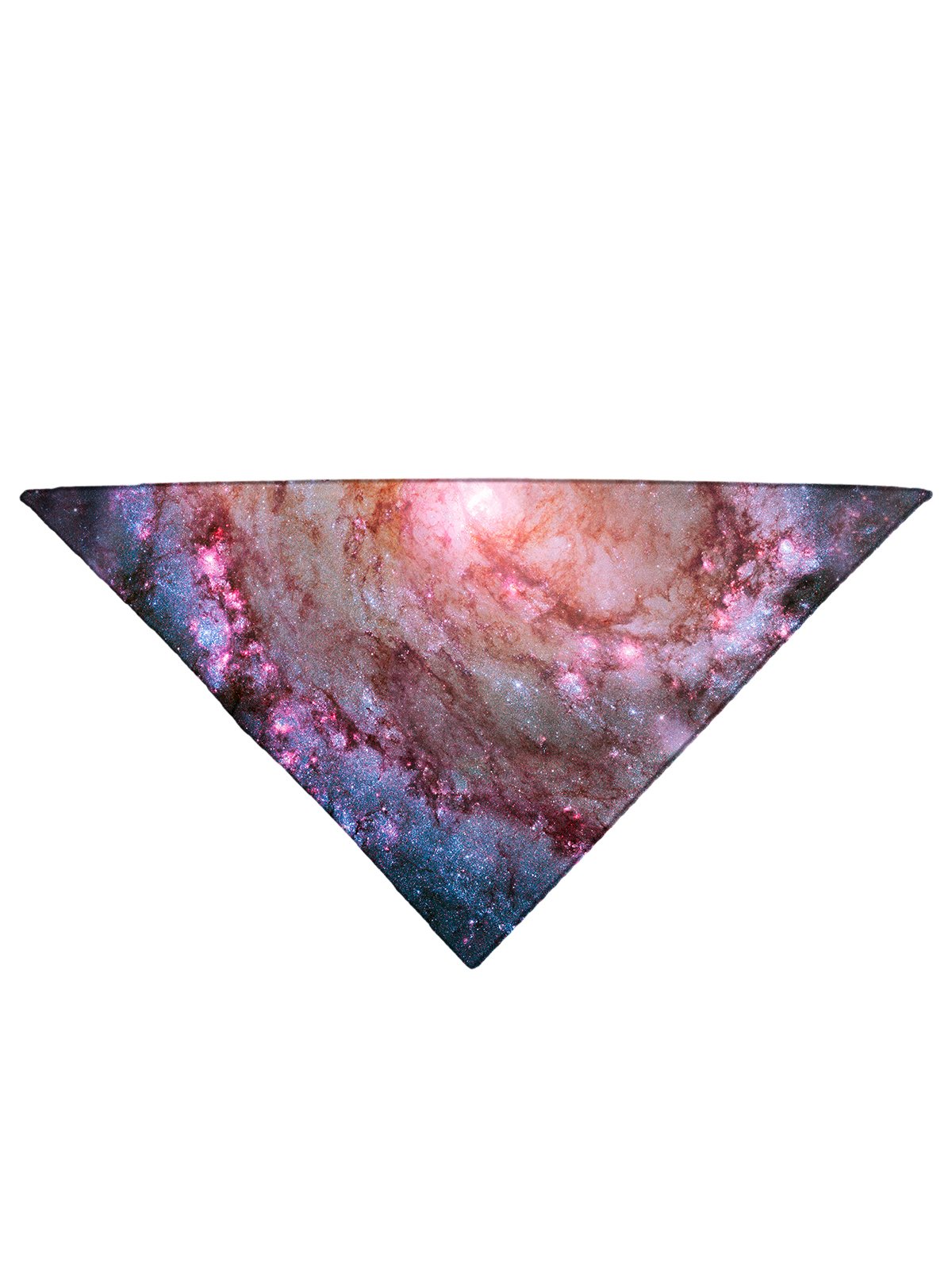 Diagonally folded psychedelic space printed headband.