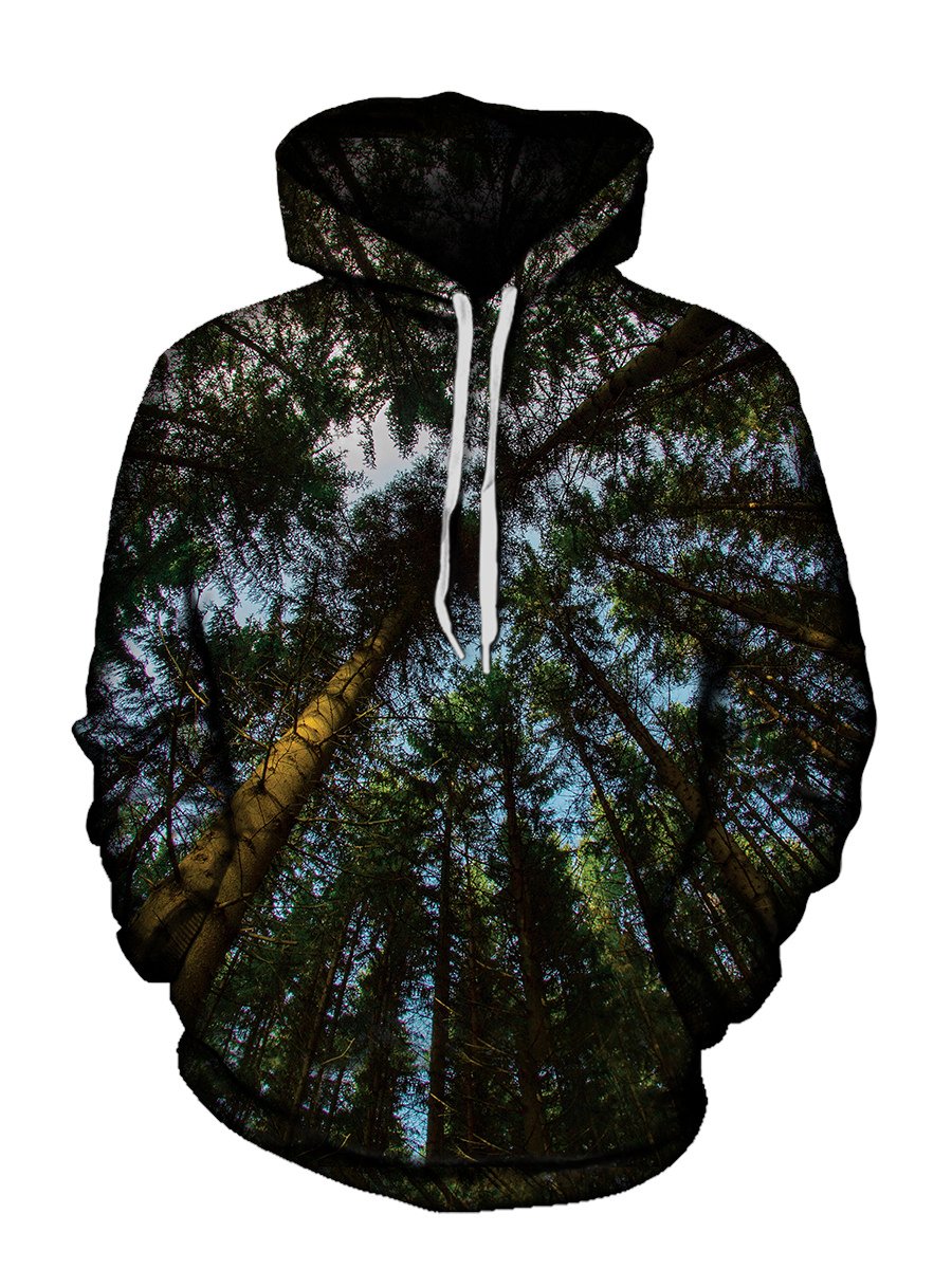 Trippy Worms Eye View Forest Hoodie Front View
