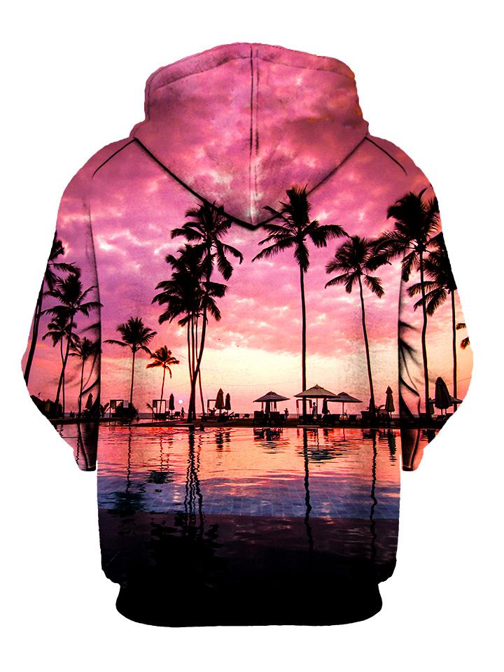 Pink Sun Setting Pullover Hoodie Back View