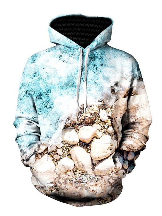 Vivid Beach Shoreline Pullover Hoodie Front View