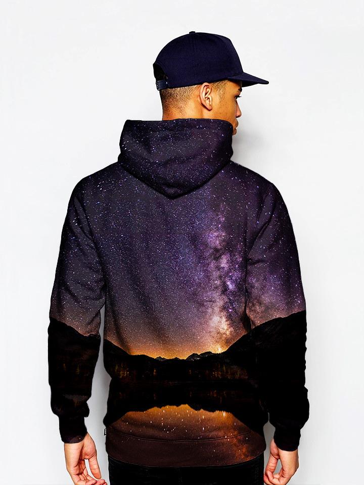 Model In Starlit Space Reflection Pullover Hoodie Back View
