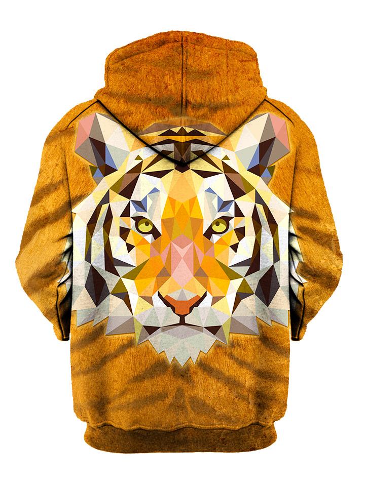 Psychedelic Tiger Face Pullover Hoodie Back View