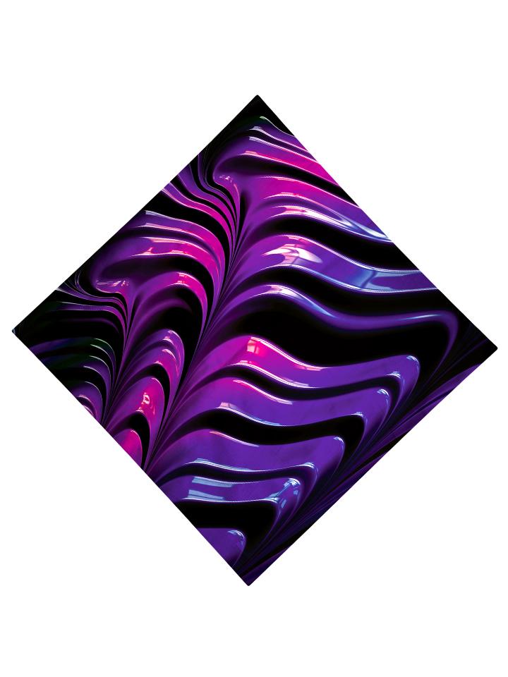 Trippy Gratefully Dyed Apparel purple paint wave bandana flat view.