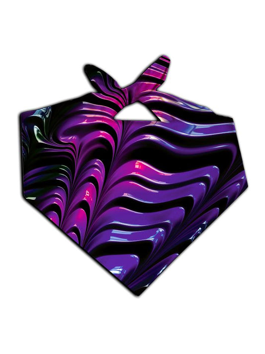 All over print purple paint wave bandana by GratefullyDyed Apparel tied neck scarf view.