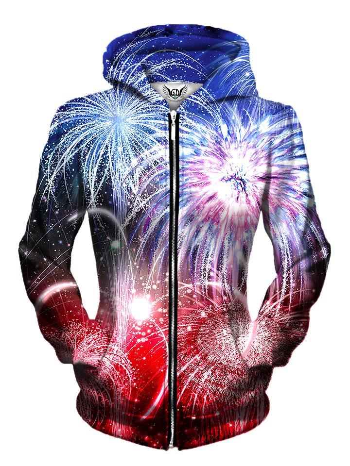 Beautiful Fourth Of July Fireworks Zip Up Hoodie
