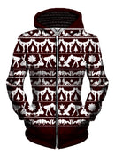Naughty Girls Maroon and White Christmas Zip Up Hoodie Front View